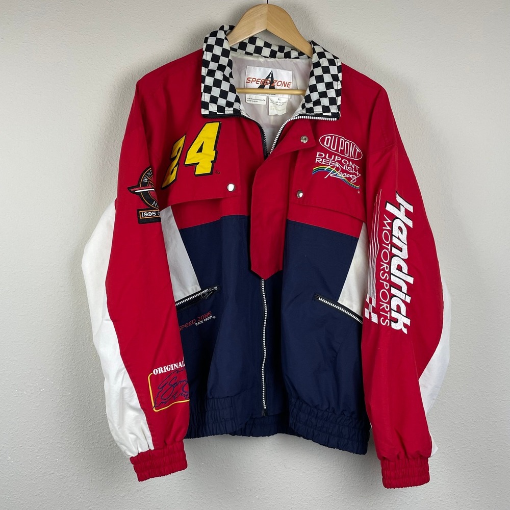 Jeff Gordon 1995 Winston Cup Jacket L Racer Zone Vtg NASCAR Windbreaker Sam Bass